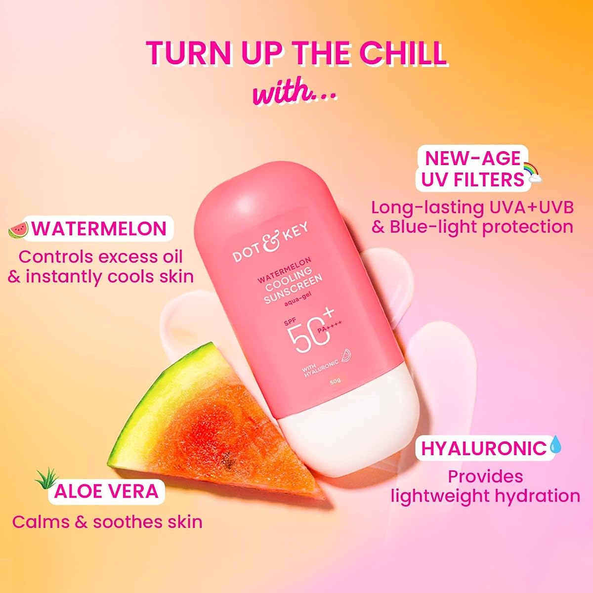 Dot & Key Watermelon Hyaluronic Cooling SPF 50 PA+++ Sunscreen, 30g - Image 5