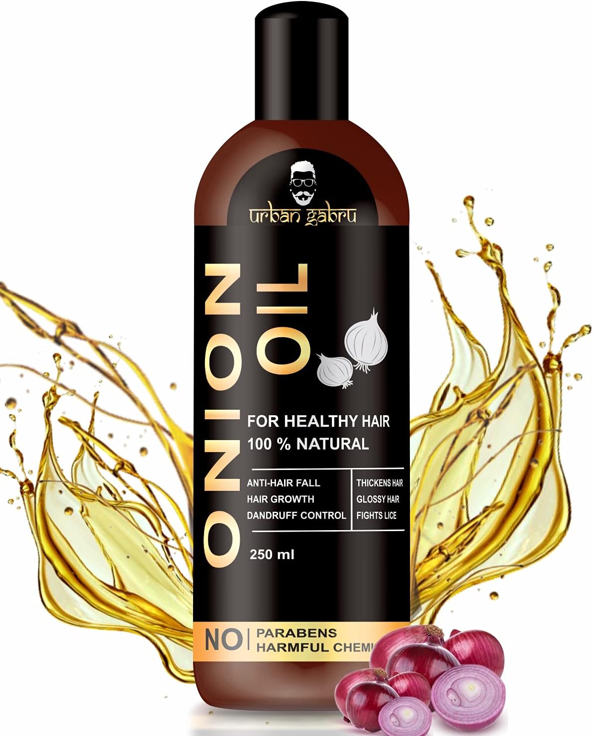 Urban Gabru Hair Regrowth Onion Oil - 100% Natural, 250 ml