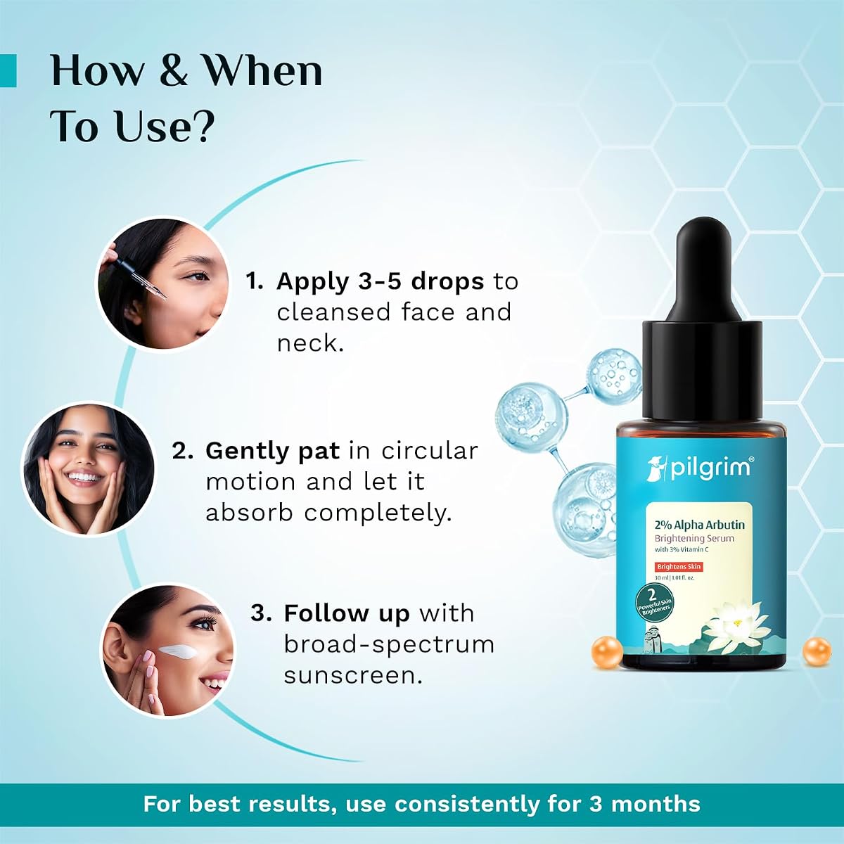 Pilgrim Korean Brightening Face Serum with Alpha Arbutin & Vitamin C - 30ml - Image 7