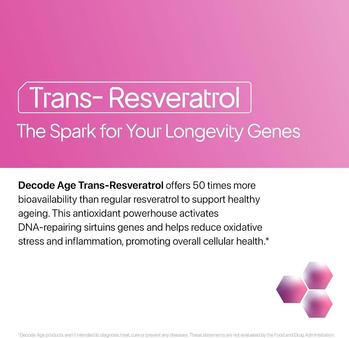Decodeage Trans-Resveratrol 500mg Vegan Capsules - 60 Pack - Image 2