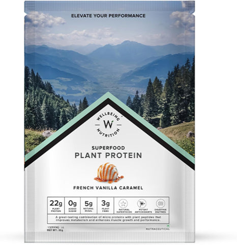 Wellbeing Nutrition Organic Vegan Plant Protein Isolate Powder | French Vanilla - 32gm with KUWA Bottle