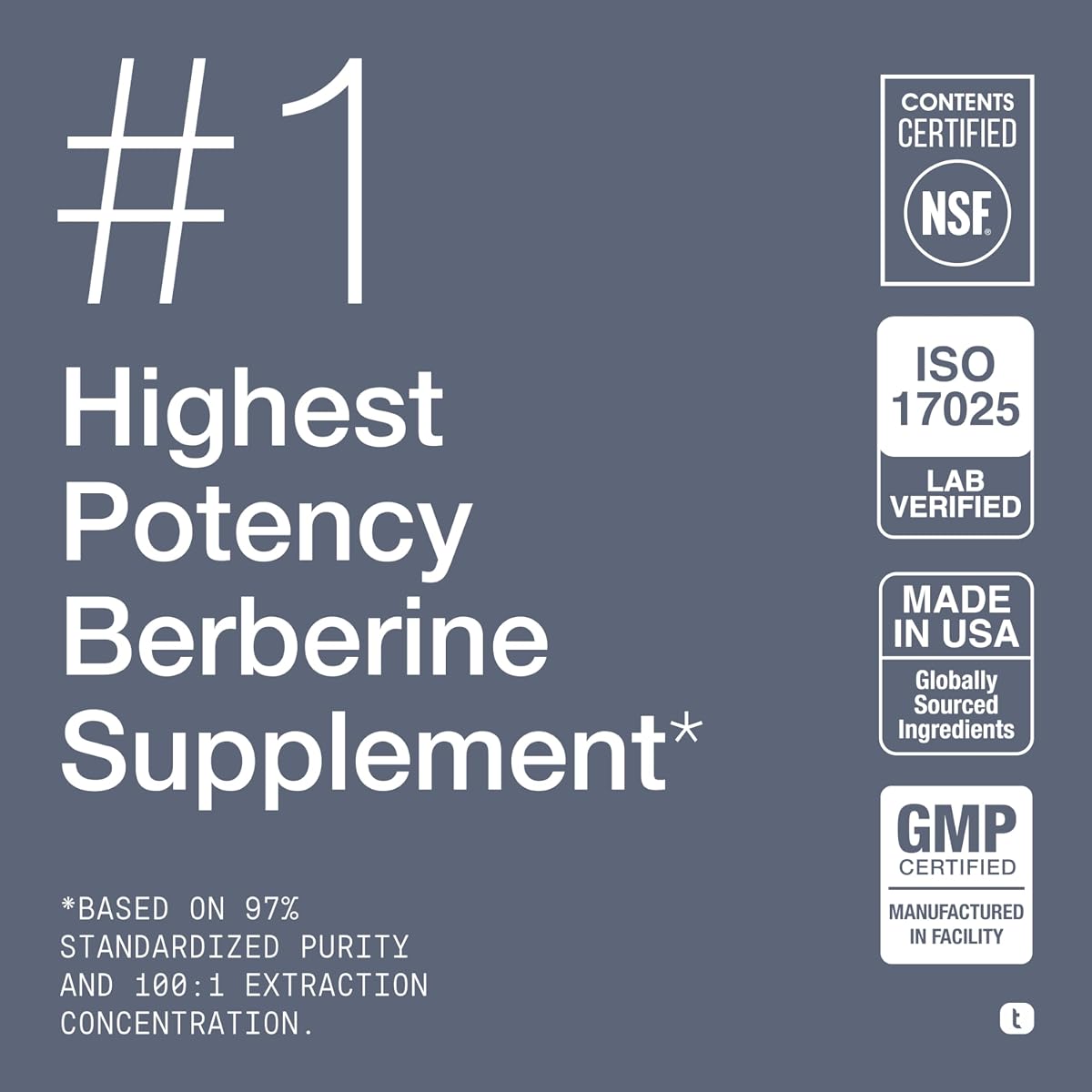 Toniiq Berberine HCl Capsules - Ultra High Strength, 500mg, 90 Veggie Capsules - Image 3