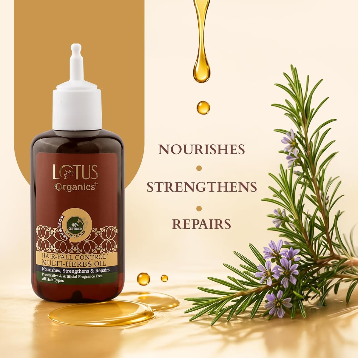 Lotus Organics+ Hair Fall Control Multi-Herbs Oil - 200ml - Image 3