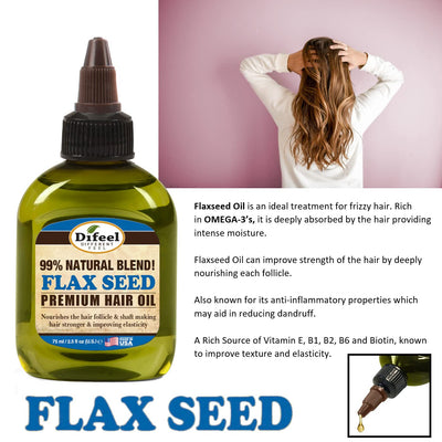 Difeel 99% Natural Blend Flax Seed Hair Oil - 75ml - Image 3