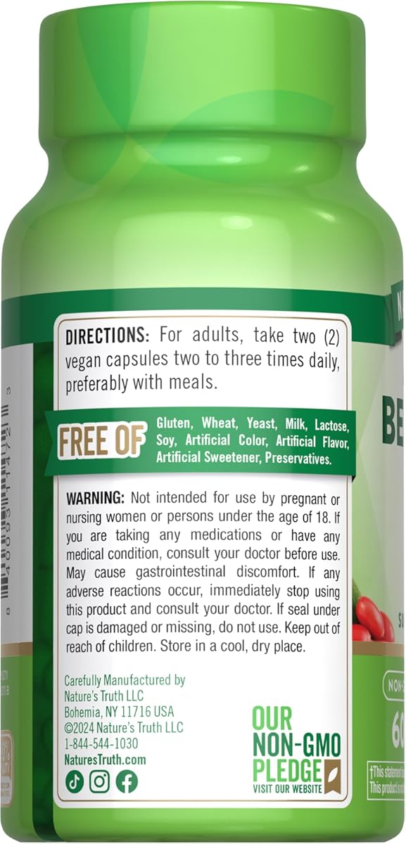 Nature's Truth Berberine Capsules - 500mg, Vegan, Gluten-Free - 60 Count - Image 7