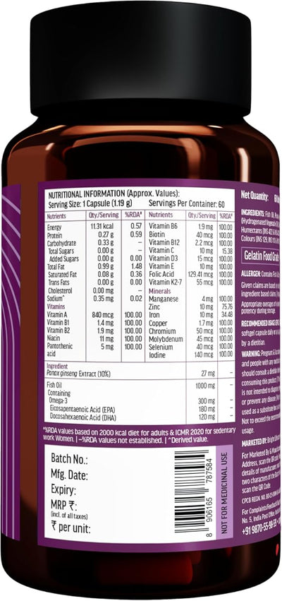 HK Vitals Multivitamin with Omega-3 Softgel Capsules - 60 Count - Image 8