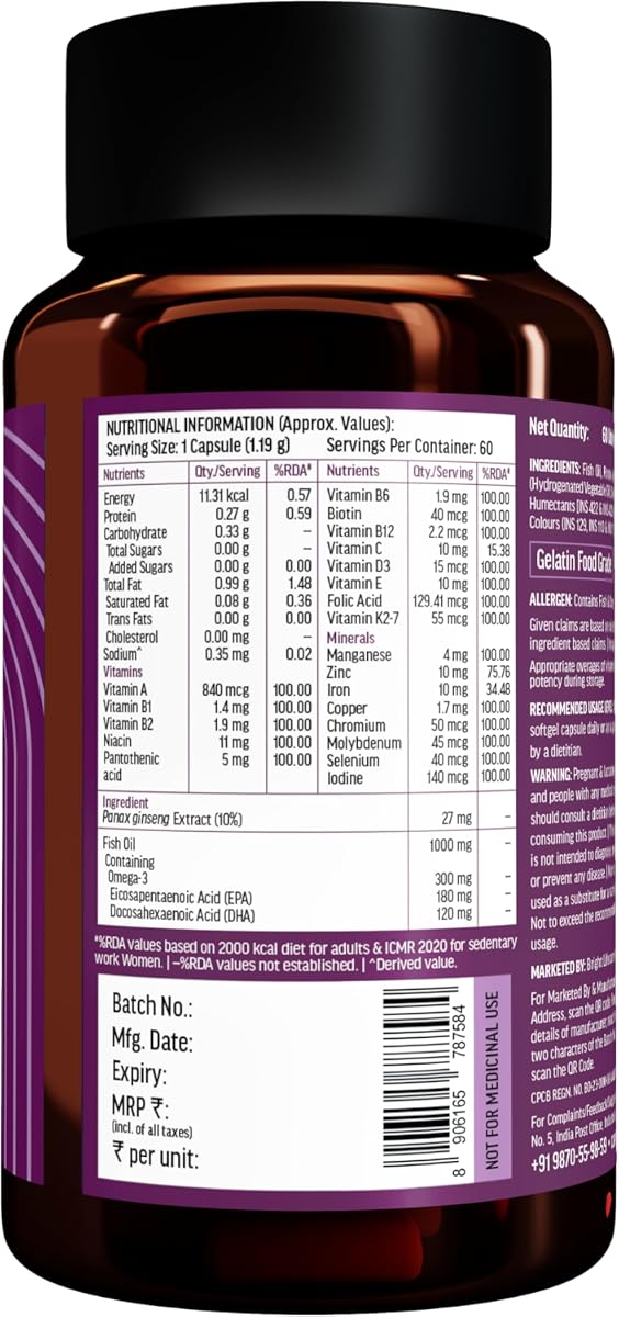 HK Vitals Multivitamin with Omega-3 Softgel Capsules - 60 Count - Image 8