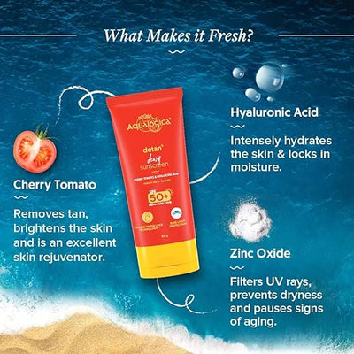 AQUALOGICA Detan+ Dewy Sunscreen - Sun Care, 80gm - Image 2
