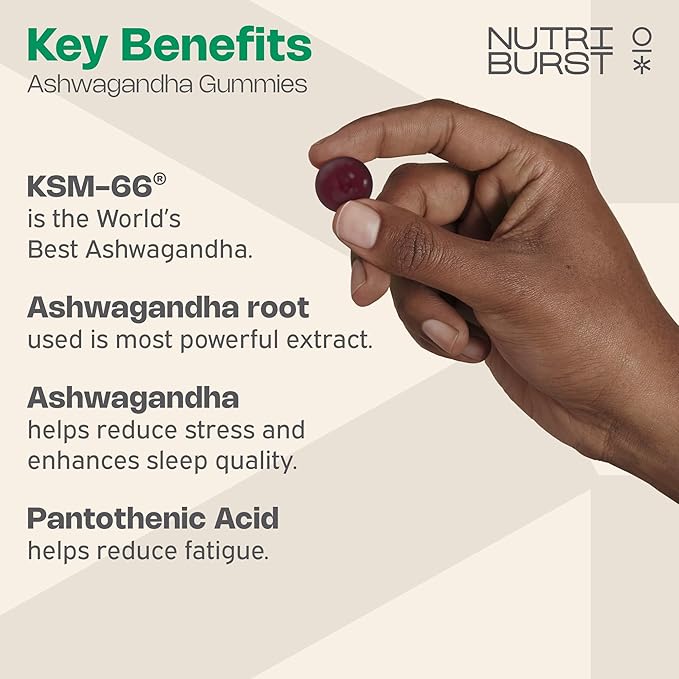 Nutriburst NutriBurst Ashwagandha KSM66 Gummies, Tropical Fruits Flavour - 60 Count - Image 2