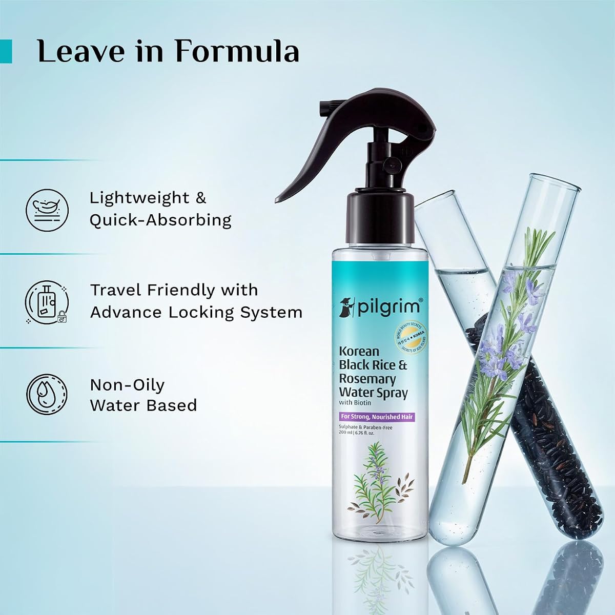 Pilgrim Hair Treatments & Oils - Spanish Rosemary Water with Biotin, 200ml - Image 2