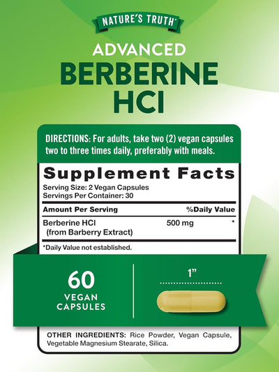 Nature's Truth Berberine Capsules - 500mg, Vegan, Gluten-Free - 60 Count - Image 2