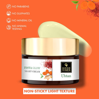 Good Vibes Ubtan Insta Glow Night Cream - Face Moisturiser, 50g - Image 5