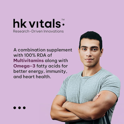 HK Vitals Multivitamin With Omega-3 Supplement (60 Capsules) | For Men And Women | 21 Vitamins & Minerals | 180Mg Epa & 120Mg Dha