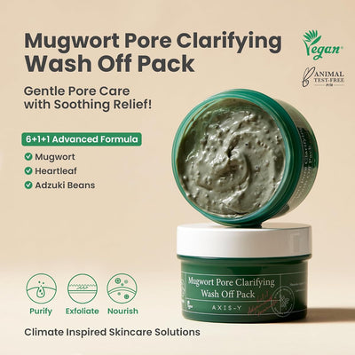 AXIS-Y Mugwort Pore Clarifying Wash Off Pack - 61% Mugwort Extract, 100ml - Image 2