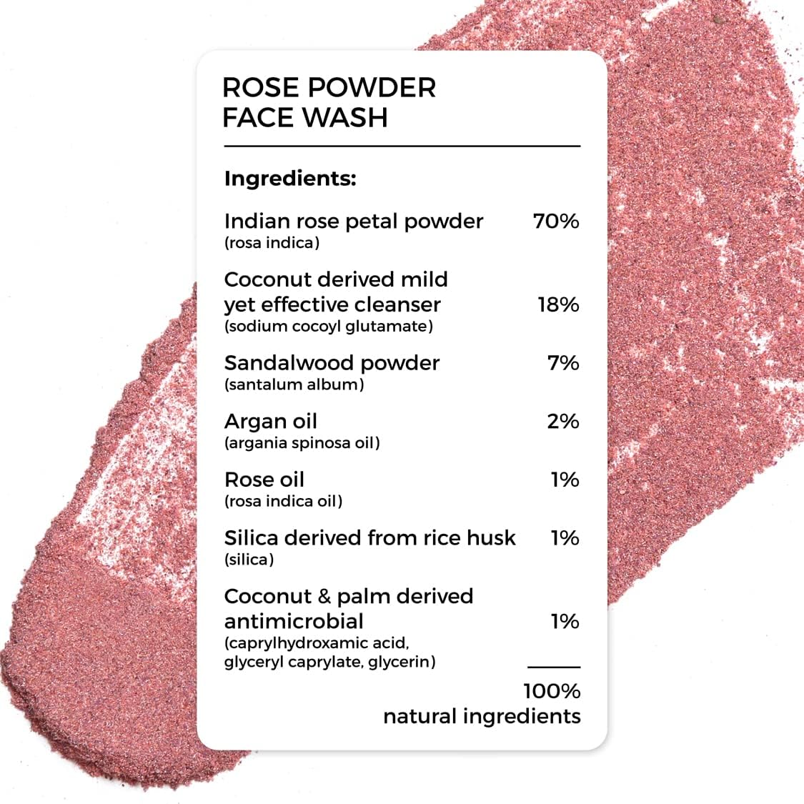 Brillare Rose Powder Face Wash with Sandalwood & Coconut - 30g - Image 2