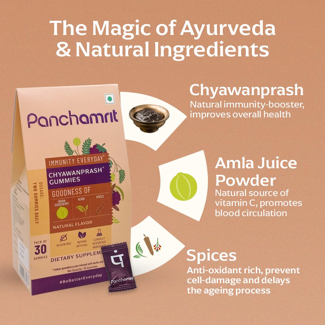 Panchamrit 100% Natural Chyawanprash Gummies - Pack of 3, 30 Gummies Each - Image 3