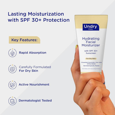Undry Hydrating Facial Moisturizer with SPF 30 - 80ml - Image 2