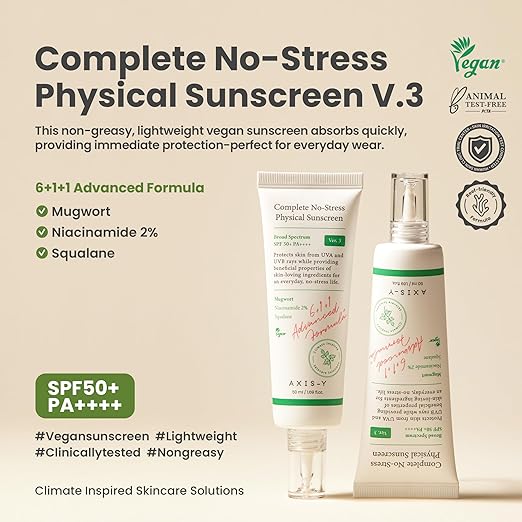 AXIS-Y Complete No-Stress Physical Sunscreen V.3 - SPF Protection, 50ml - Image 2