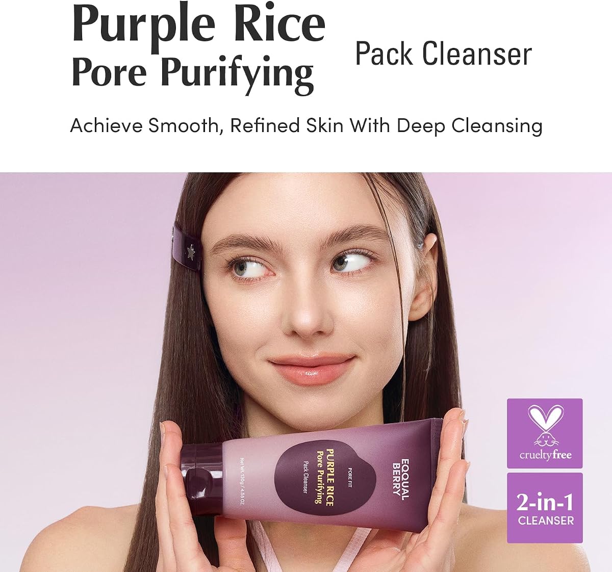 Eqqualberry Purple Rice Pore Purifying Pack Cleanser - Clay and Foam, 130g - Image 2