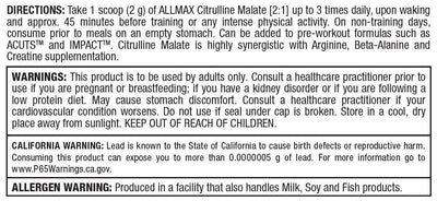 Allmax Essentials Citrulline Malate 2:1, Sports Nutrition Powder, 300g - Image 4