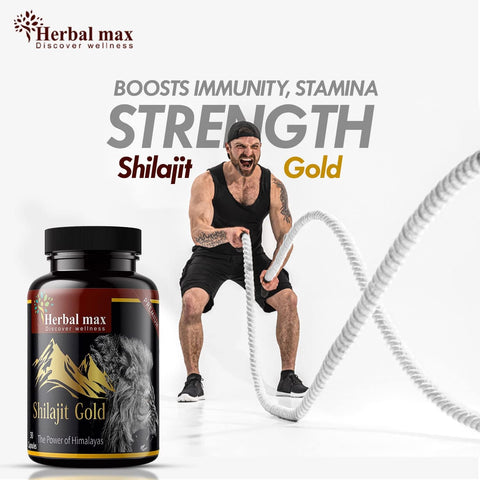 Herbal Max High Potency Shilajit Gold, 800 Mg & Safed Musli, 800 Mg Made With Organic Herbs Support Stamina, And Increased Vigor And Vitality, 90 Capsule Combo