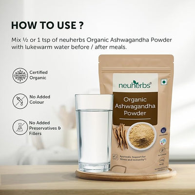 Neuherbs Organic Ashwagandha Powder - 100g Herbal Supplement - Image 6