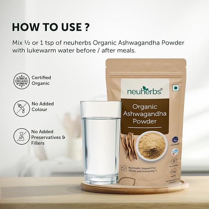 Neuherbs Organic Ashwagandha Powder - 100g Herbal Supplement - Image 6