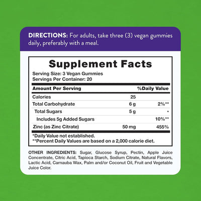 Nature's Truth Zinc Gummies - 50mg, 60 Vegan Gummies - Image 2