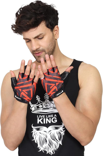 Burnlab Flex Gym Gloves with Grip & Soft Padding - Medium, Brown & Black - Image 3