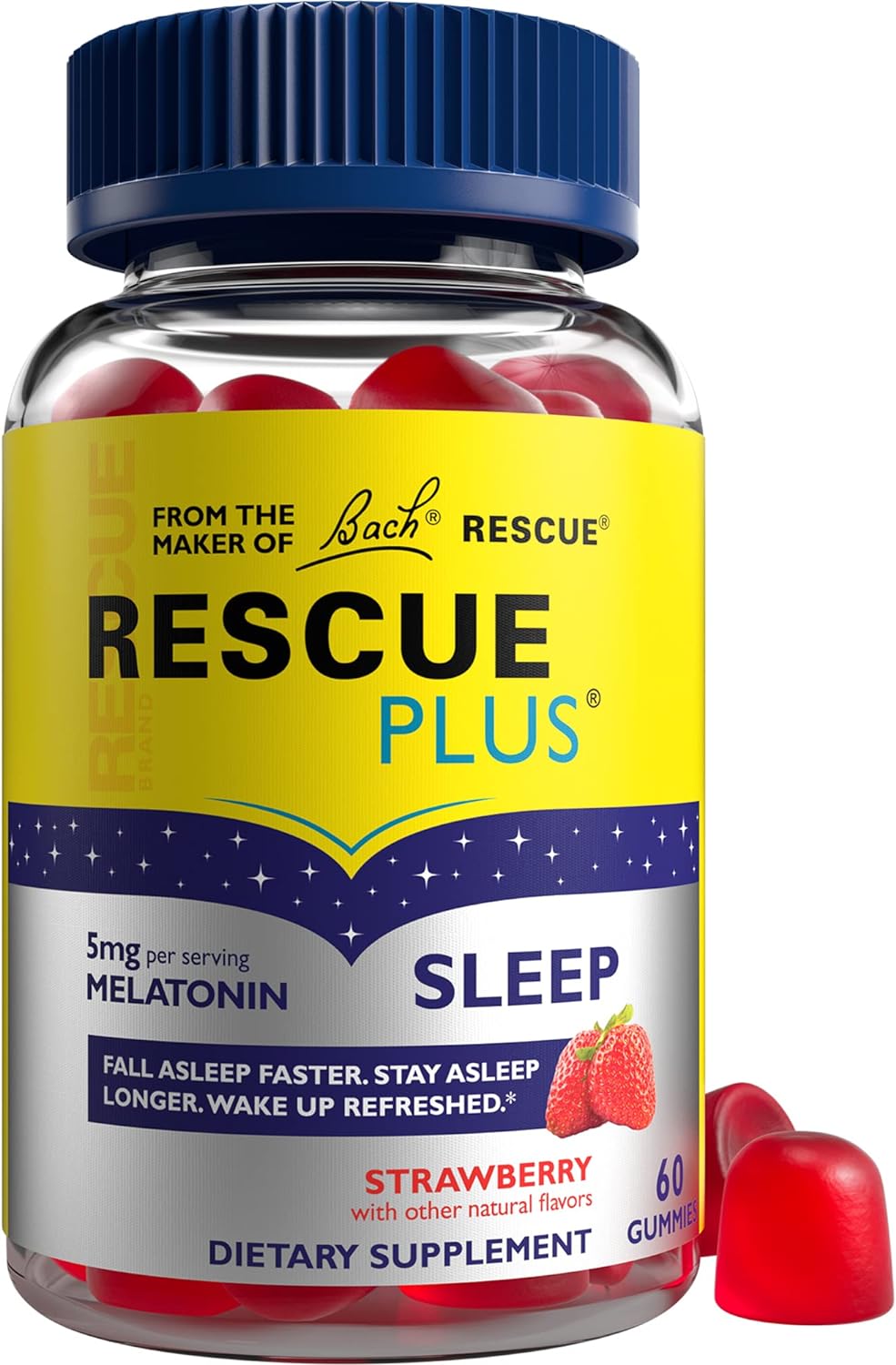 Rescue Plus Sleep Gummies - Strawberry Flavour, 60 Count