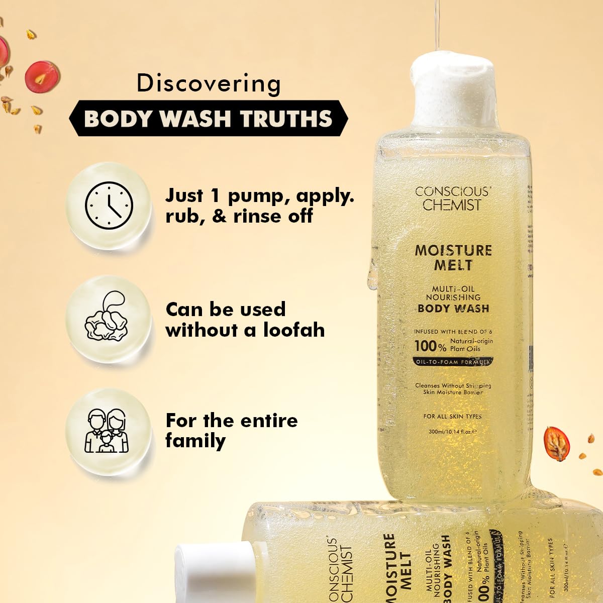 Conscious Chemist Multi-Oil Body Wash Shower Gel, 300ml - Image 6