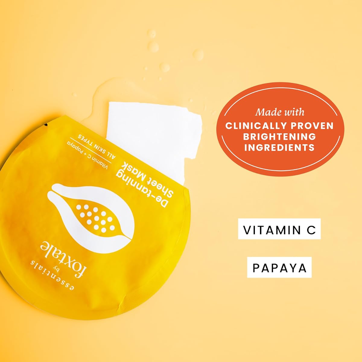 Foxtale Essentials De-Tanning Sheet Mask with Papaya & Vitamin C - 1 Pack - Image 5