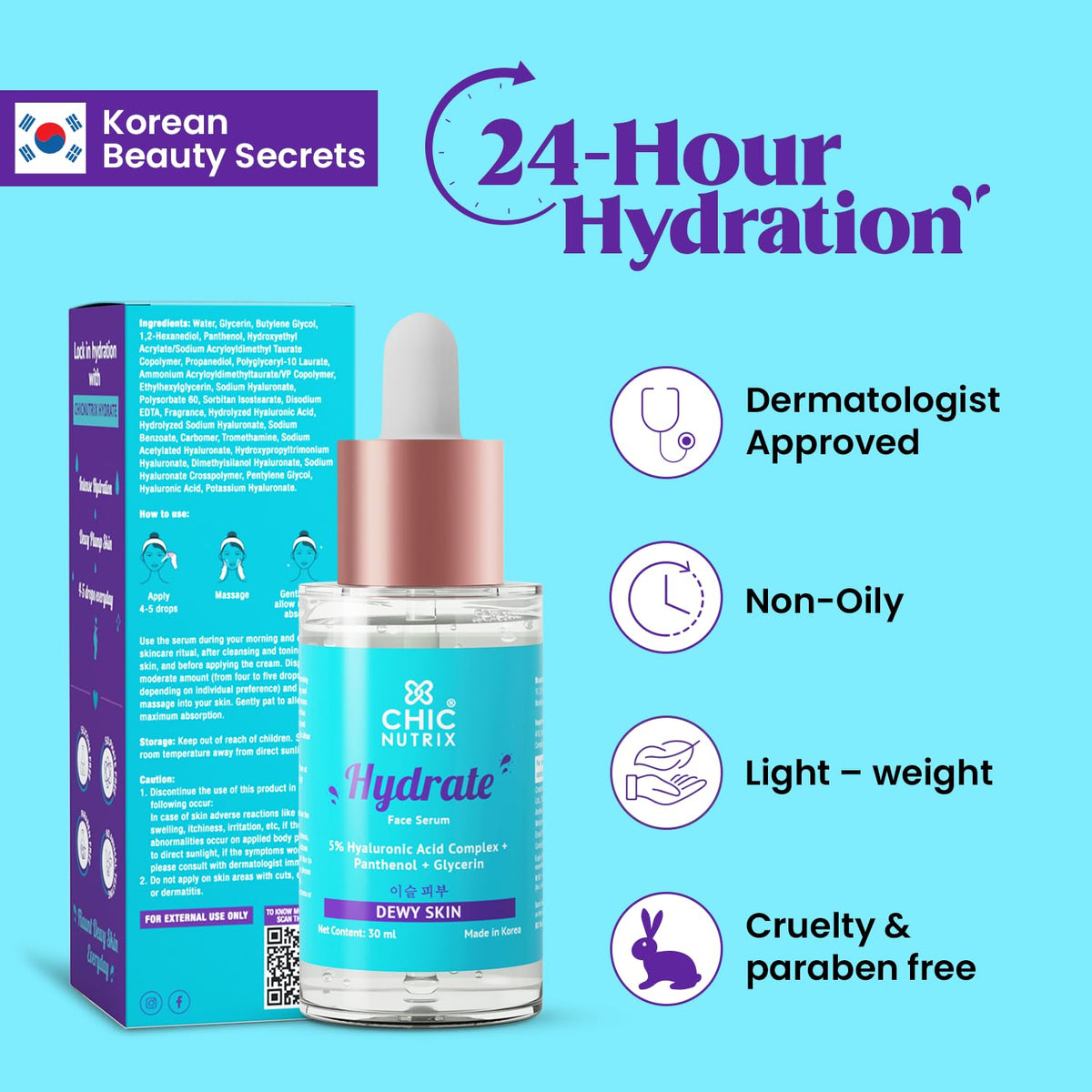 Chicnutrix Hydrate - Hydrating Face Serum, 30ml - Image 3