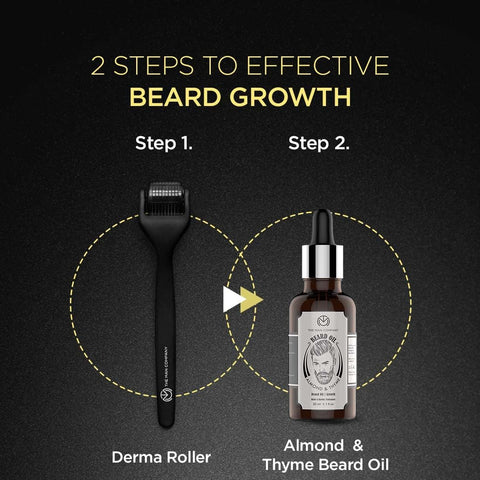 The Man Company Beard Oil for Men with Almond & Thyme with Derma Roller Hair Oil (30 ml)