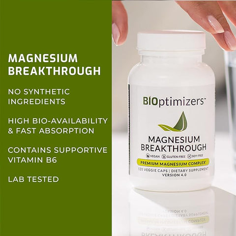 BiOptimizers Magnesium Breakthrough Supplement Brain Supplement 60 Capsules