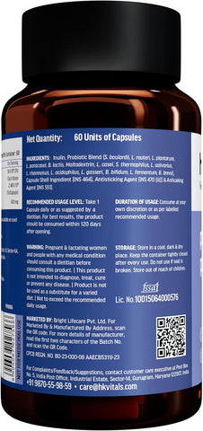 HK vitals Pre & Probiotics (60 Capsules) | With CFU & 100mg Prebiotics | Improves Digestion & Immunity