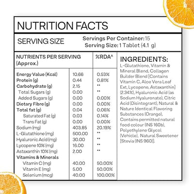 Oziva Bioactive Glutathione Tablets - L-Glutathione, Lycopene, Vitamin C, 15 Effervescent Tablets - Image 6