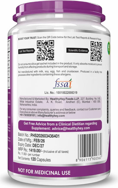HealthyHey Vegan Vitamin D3 Capsules - Plant-Based, Non-GMO, 400 IU, 120 Count - Image 8