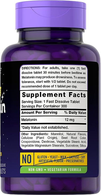 Carmesi Melatonin 12 mg Fast Dissolve Tablets, Natural Berry, 300 Count - Image 4