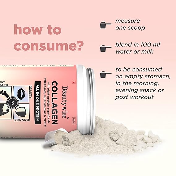 Beautywise All In One Collagen Proteins Powder - Apple Flavour, 200g - Image 2