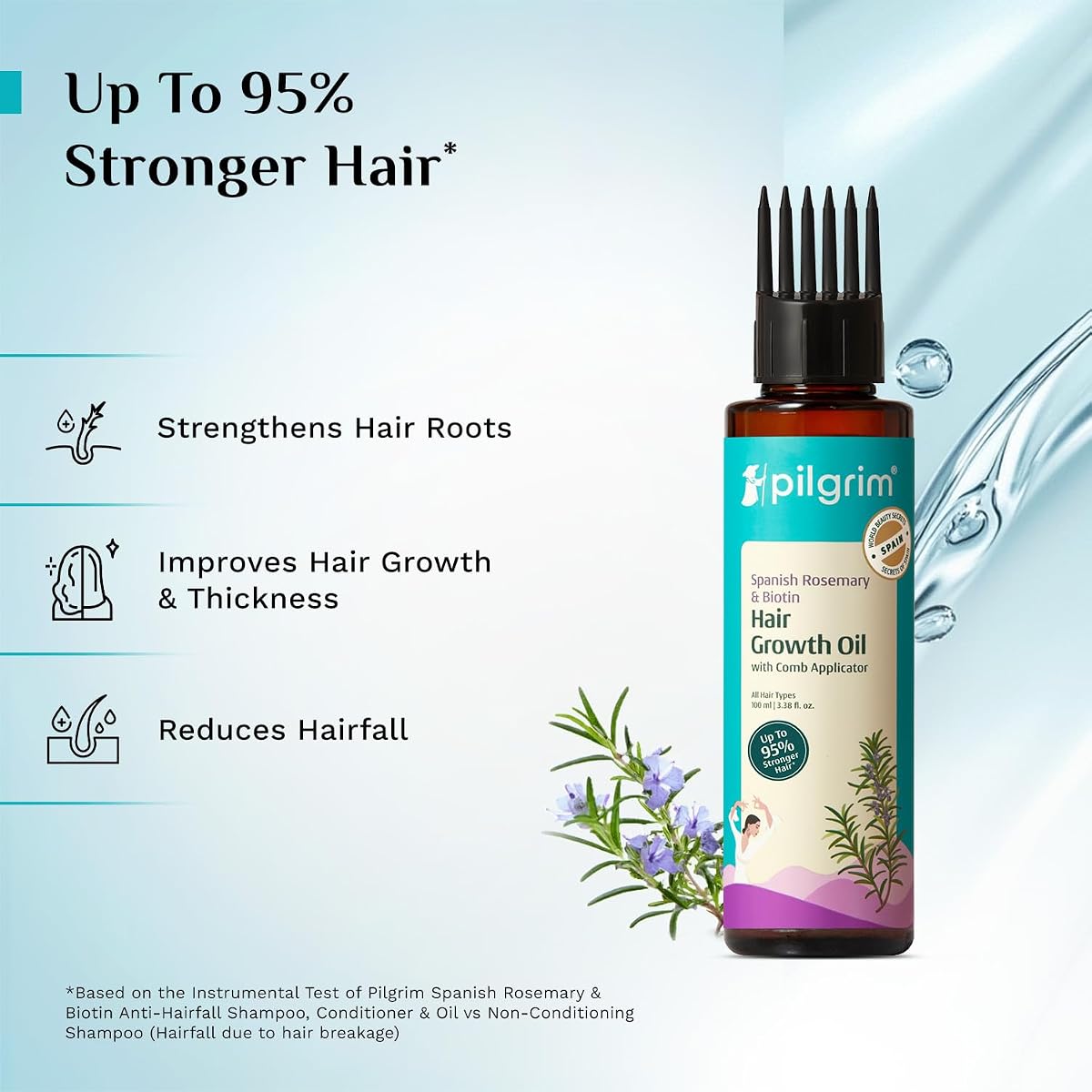 Pilgrim Spanish Rosemary & Biotin Hair Growth Oil - 100ml - Image 2