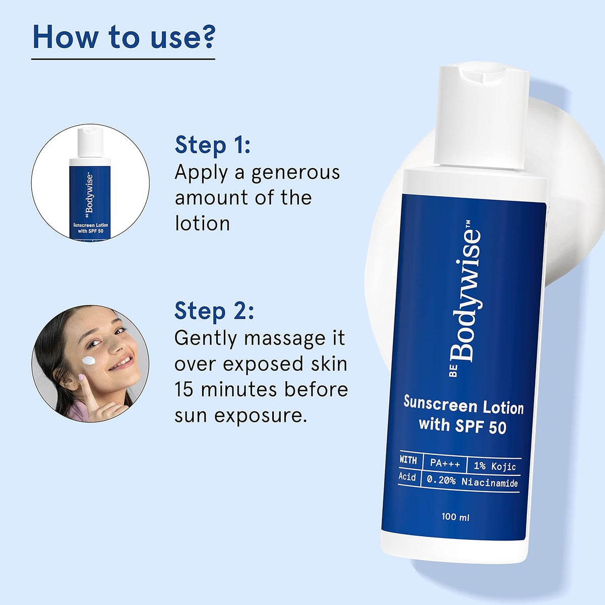 Be Bodywise Sunscreen Lotion SPF 50 PA+++ - 100ml - Image 4
