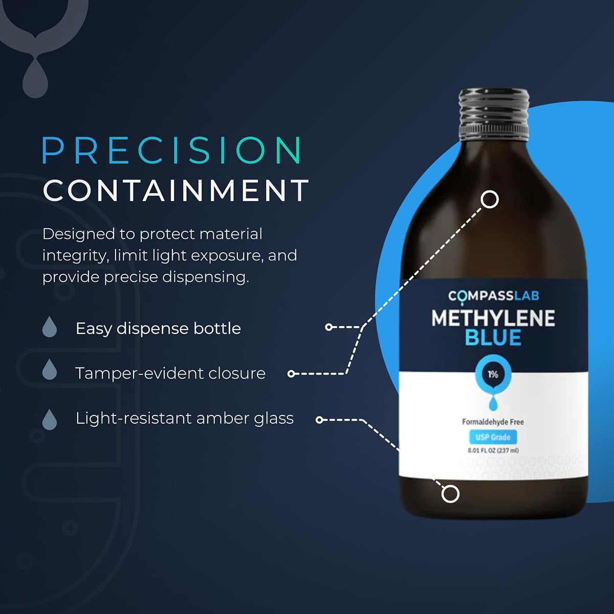COMPASS LABORATORY Methylene Blue 1% Liquid - USP Grade, 237ml - Image 6