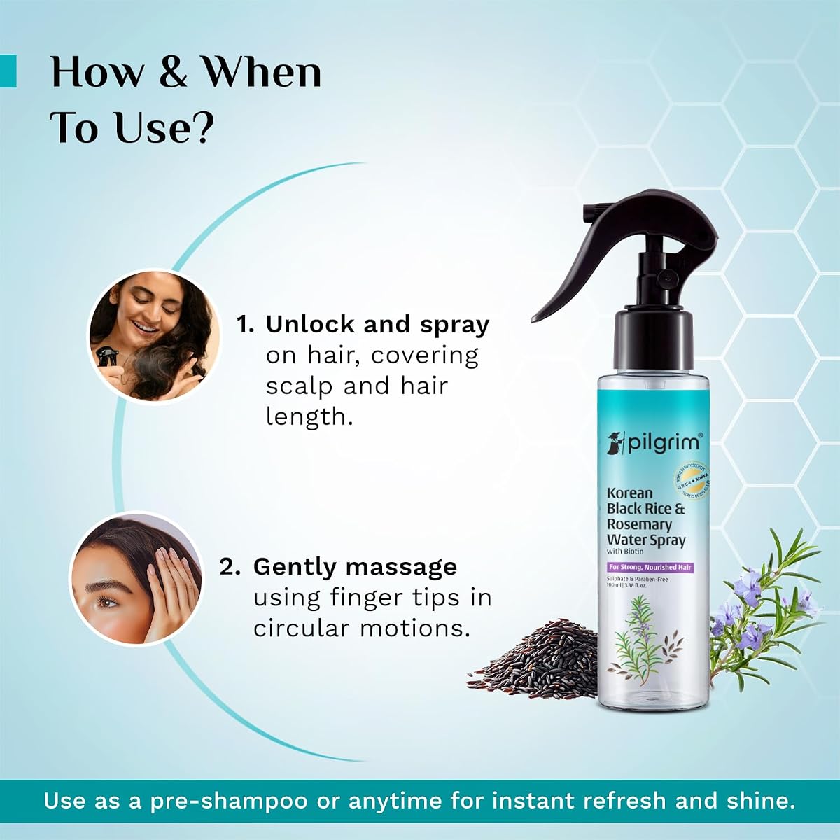 Pilgrim Hair Treatment Spray with Rosemary & Biotin - 100ml - Image 6