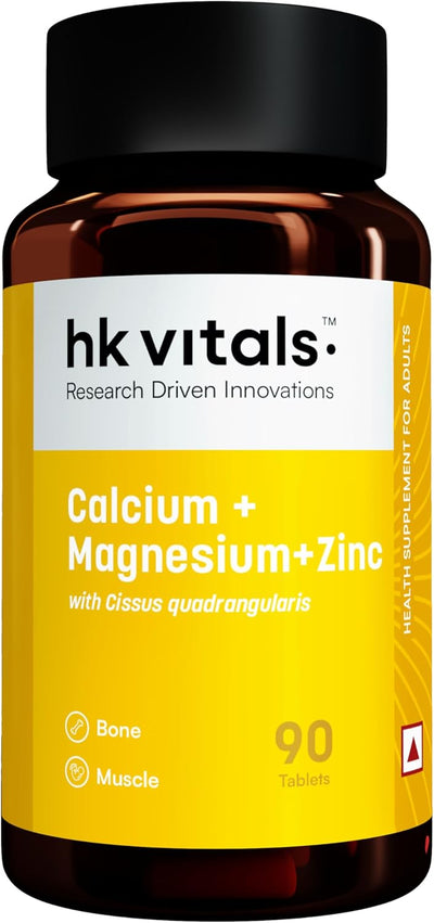 HK Vitals Calcium Magnesium & Zinc (90 Tablets) | With Vitamin D3, Calcium Supplement For Women And Men | For Bone Health & Joint Support