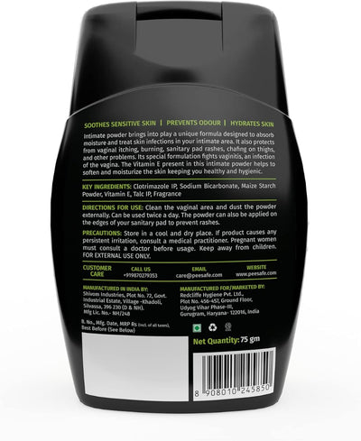 Pee Safe Intimate Powder for Women with Clotrimazole & Vitamin E - 75gm - Image 5