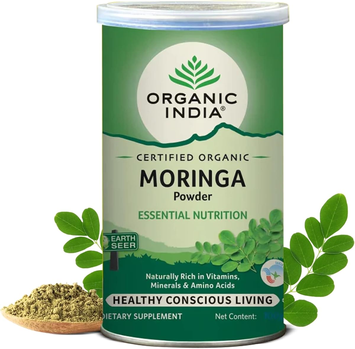 ORGANIC INDIA Moringa Powder - Herbal & Ayurvedic Supplement, 100g