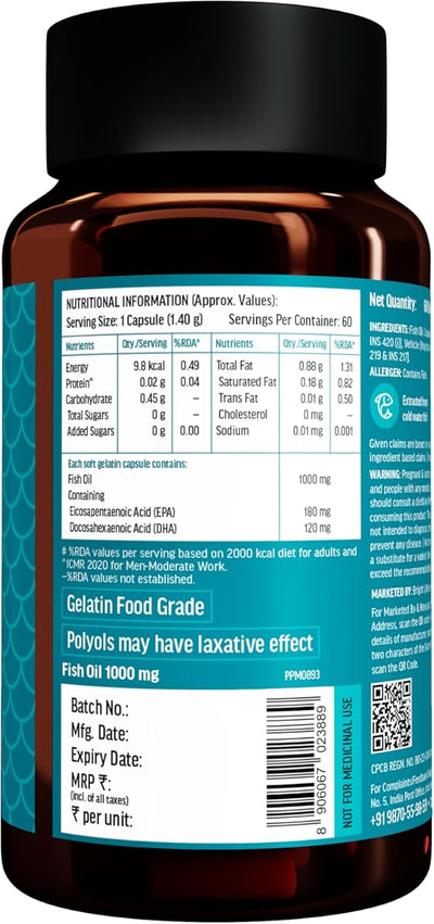 HK Vitals Fish Oil Omega-3 Capsules - 1000mg, 60 Count - Image 7
