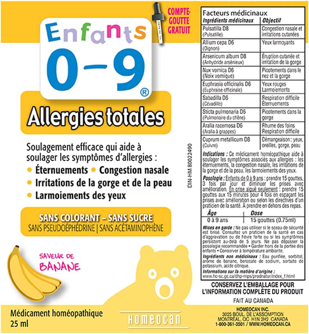 Kids 0-9 Allergy Relief Homeopathic Oral Solution with Banana Flavour - 25ml - Image 3