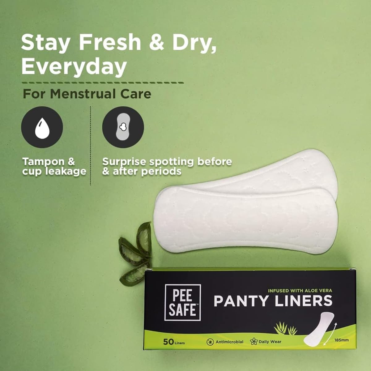 Pee Safe Aloe Vera Panty Liners XL - 50 Pack - Image 6